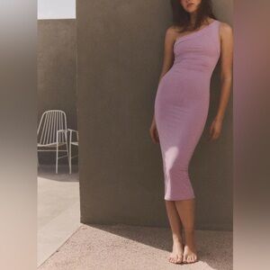 Zara Lilac One-Shoulder Midi Dress